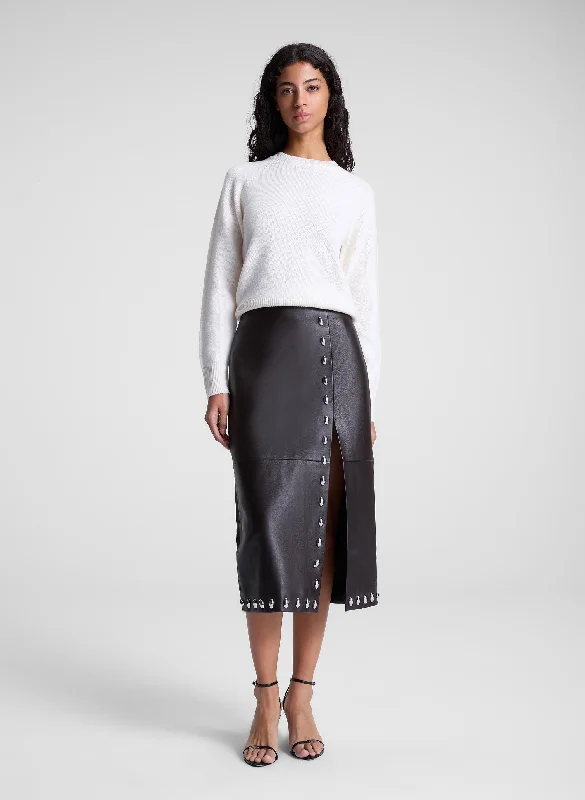 Chic Sophistication Naomi Studded Leather Midi Skirt