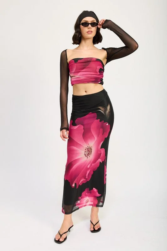 Luxury Style Hot Girl Blooming Fantasy Asymmetric Maxi Skirt