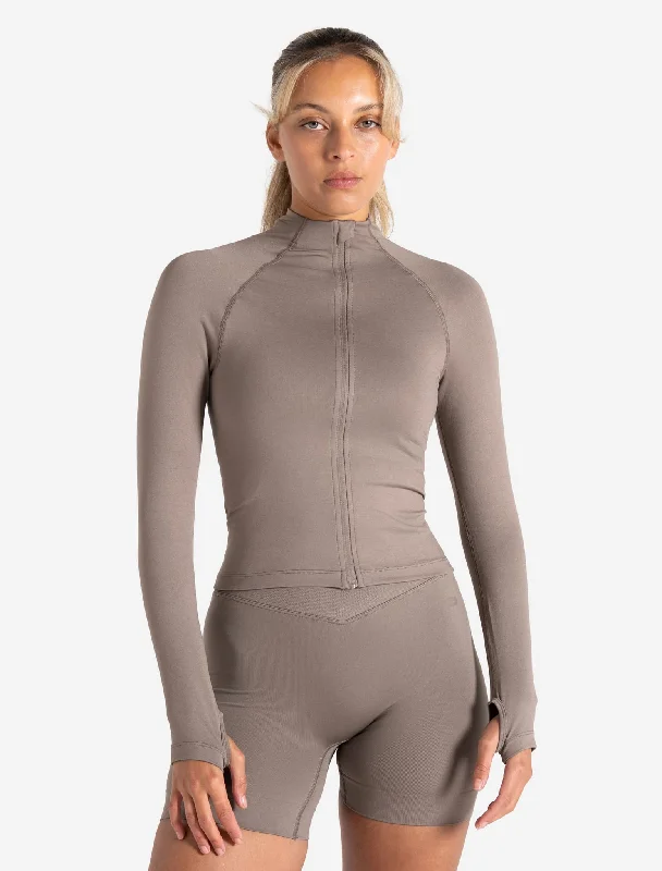 Discover Promotions Sculpt Seamless Zip Jacket - Taupe