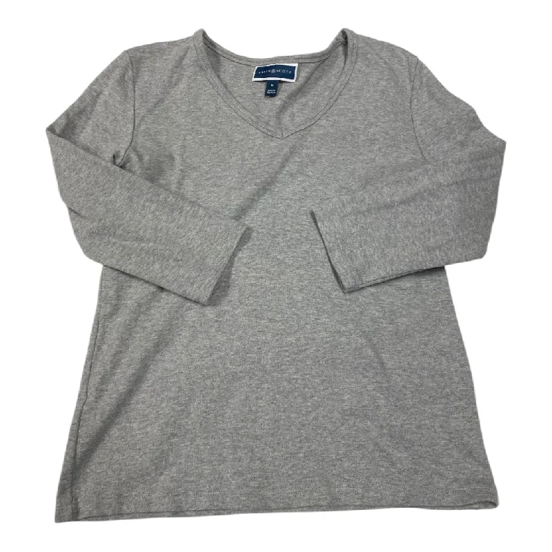 Top 3/4 Sleeve Basic By Karen Scott In Grey, Size: S