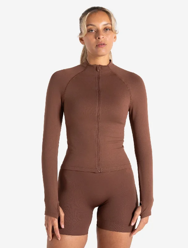 Quick Grab Deals Sculpt Seamless Zip Jacket - Cocoa Brown