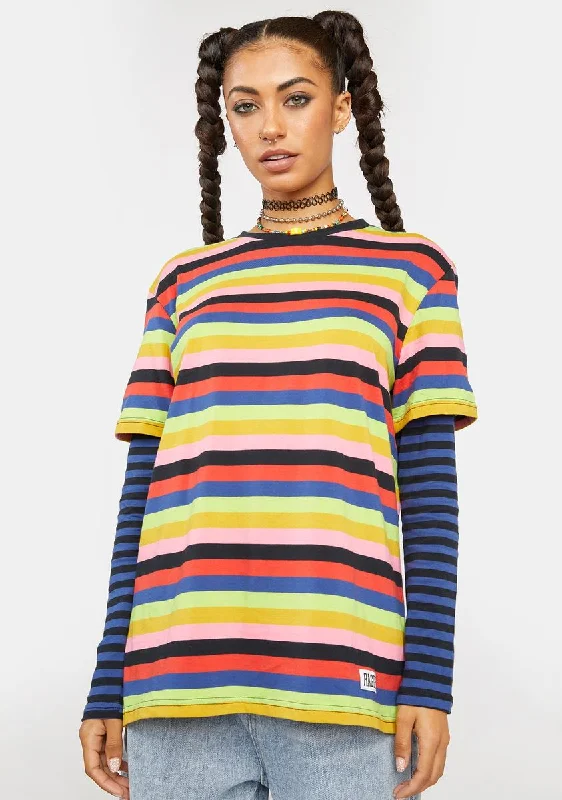 Chic Style Hangout Striped Tee