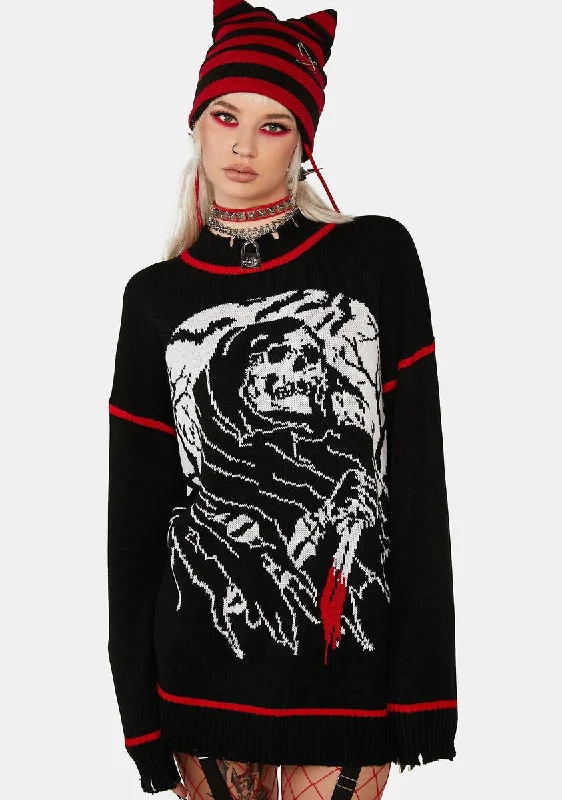 Contemporary Elegance Fear The Reaper Oversized Sweater