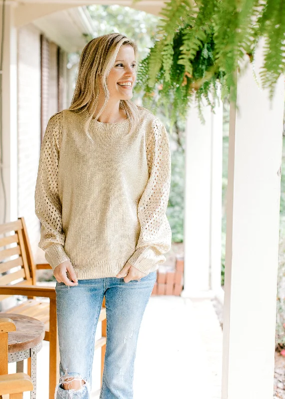 Feminine Elegance Golden Shimmer Sweater