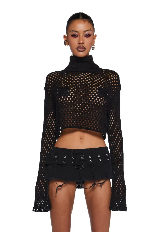 Discover Promotions Diatonic Fishnet Cropped Sweater