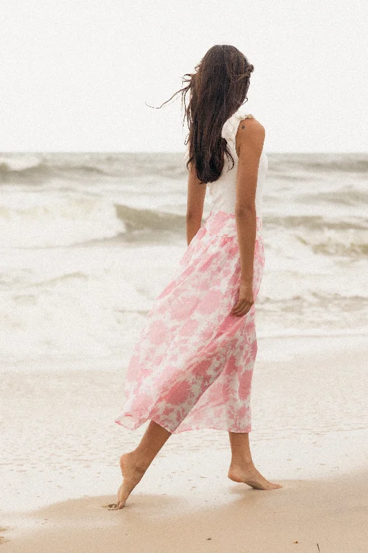 Trendy Street Style Miami Maxi Skirt - Pink Floral