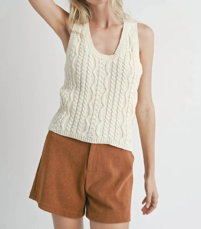 Bid Farewell To The Old Season Astra Cable Sweater Tank In Ivory