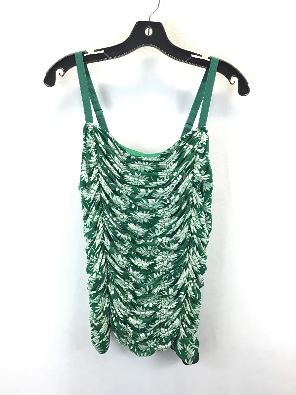 Top Sleeveless By Torrid In Green & White, Size: L