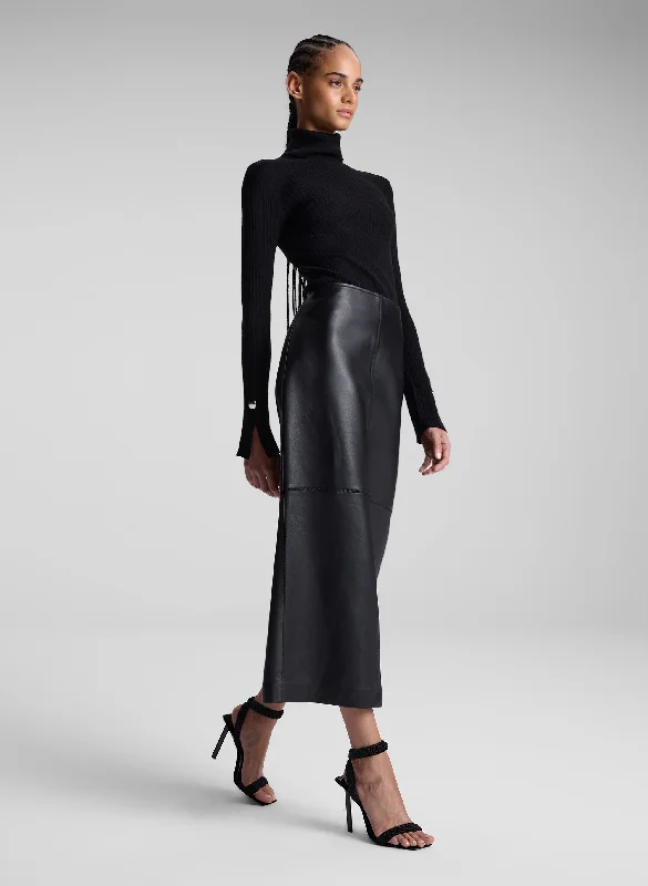 Sophisticated Cut Marta Leather Midi Skirt