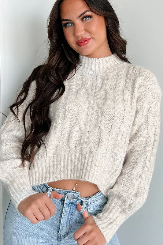 Trendsetter's Closet Banff Babe Cable Knit Sweater (Oatmeal)