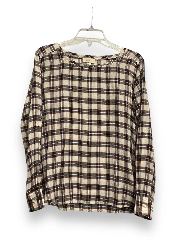 Top Long Sleeve By Loft O In Plaid, Size: Xs