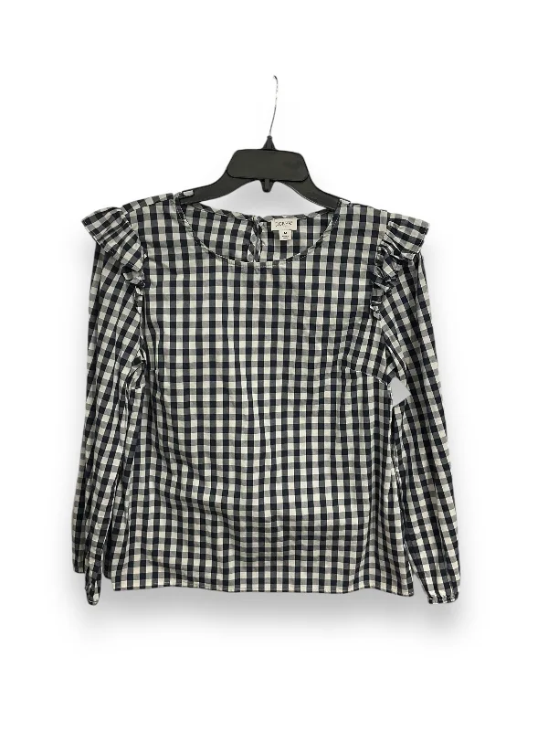 Top Long Sleeve By J. Crew In Plaid Pattern, Size: M