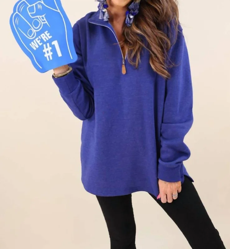 Ethnic Cultural Event Wear Miley Quarter Zip Sweater In Blue