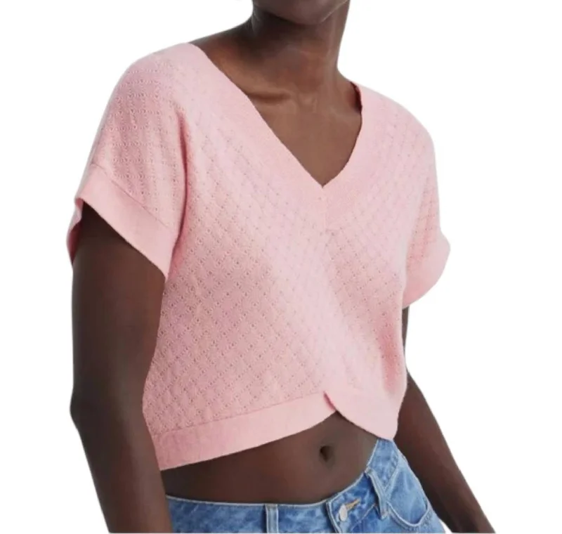 Minimalist Elegant Softened Sweater Top In Pink