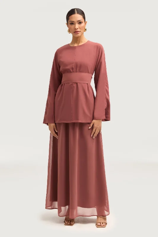 Seasonal Clearance Nevene Chiffon Maxi Skirt - Toasted Pecan