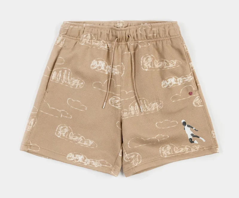 Elegant Attire For The Modern Lady Artist Series by Parker Duncan Brooklyn Fleece Womens Shorts (Beige)