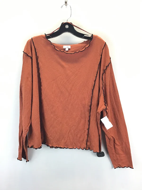 Top Long Sleeve By Love Fire In Black & Orange, Size: 3x