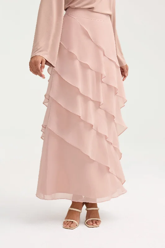 Sophisticated Fashion Tasnima Tiered Chiffon Maxi Skirt - Jasmine Pink