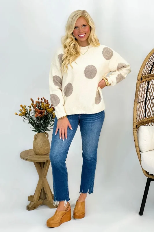 Graceful Movement Cream and Mocha Polka Dot Sweater