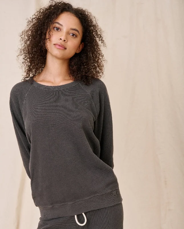 Chic Style, Always In Vogue The College Sweatshirt. Solid -- Washed Black