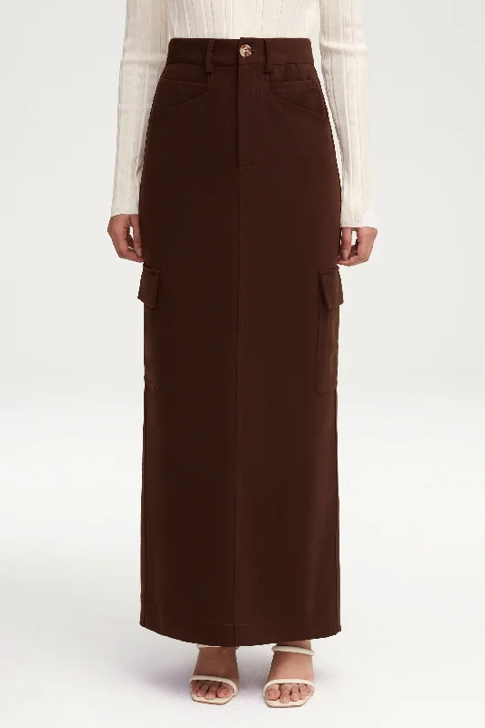 Feminine Allure Blake Utility Maxi Skirt - Brown