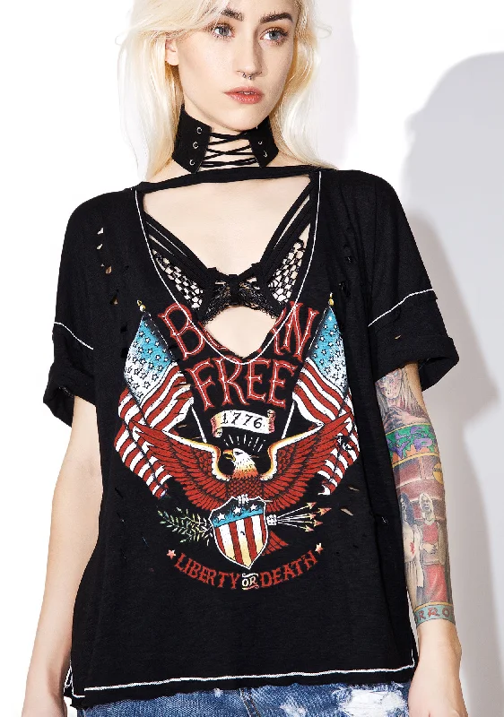 Effortless Grace Born Free Distressed Tee