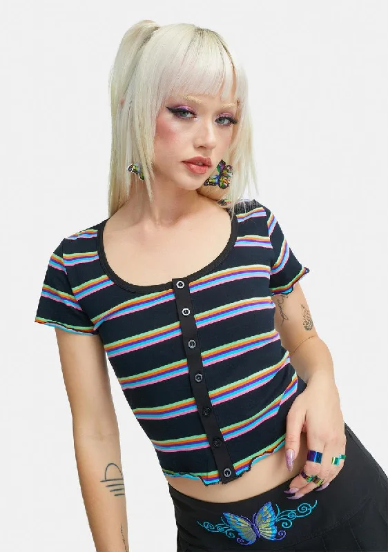 Effortless Style, Endless Impact Abstract Reality Striped Button Up Tee