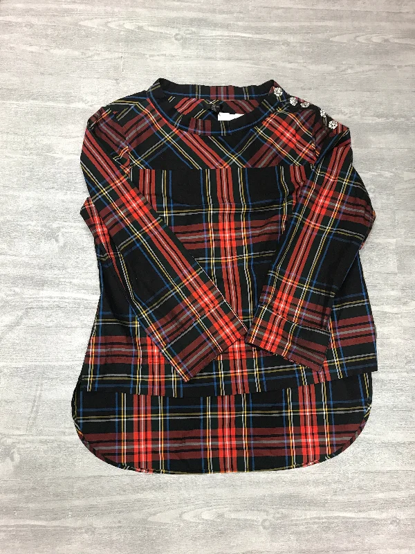 Top Long Sleeve By J. Crew In Plaid Pattern, Size: 10