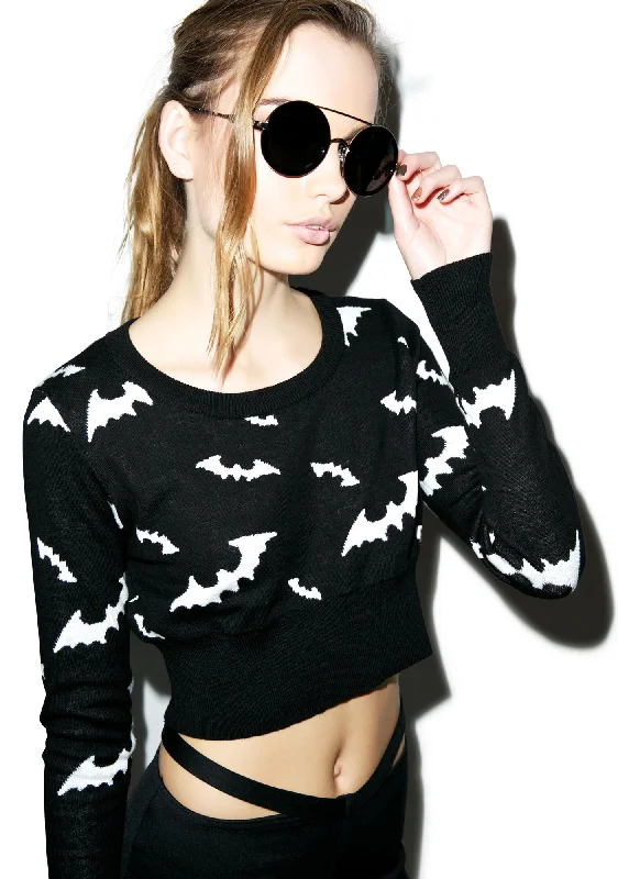 Limited Time Offer You Drive Me Batty Cropped Sweater