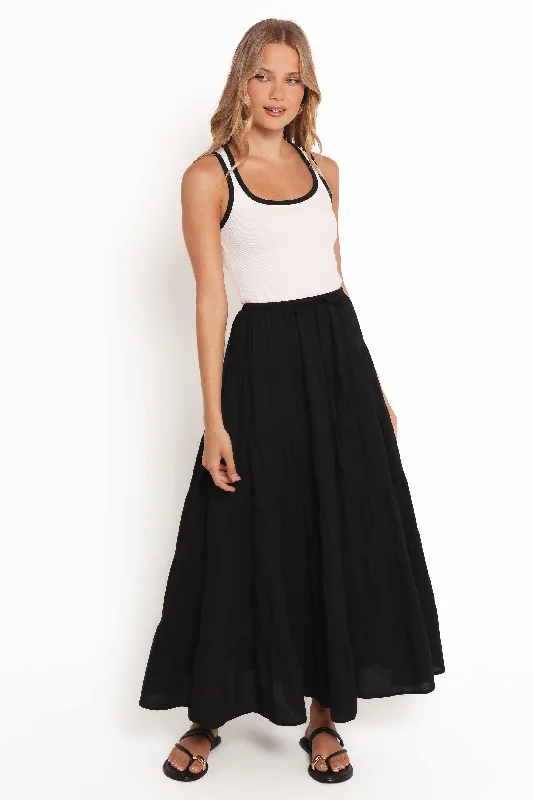 Save Big Archy Tiered Maxi Skirt - Black