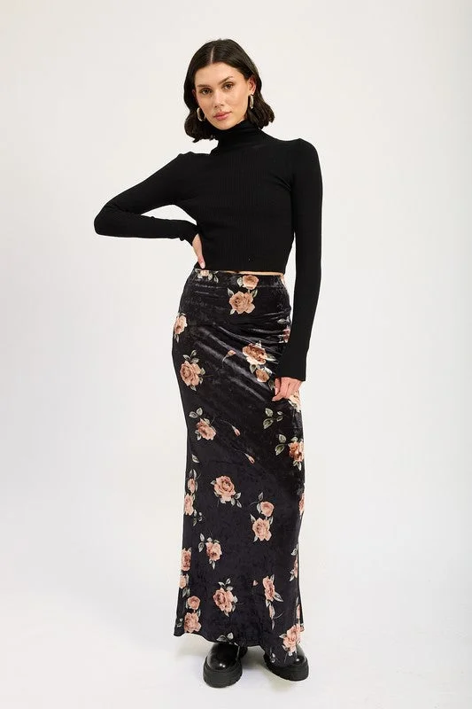 Refined Look Hot Girl MoonFlower High Waisted Maxi Pencil Skirt In Black