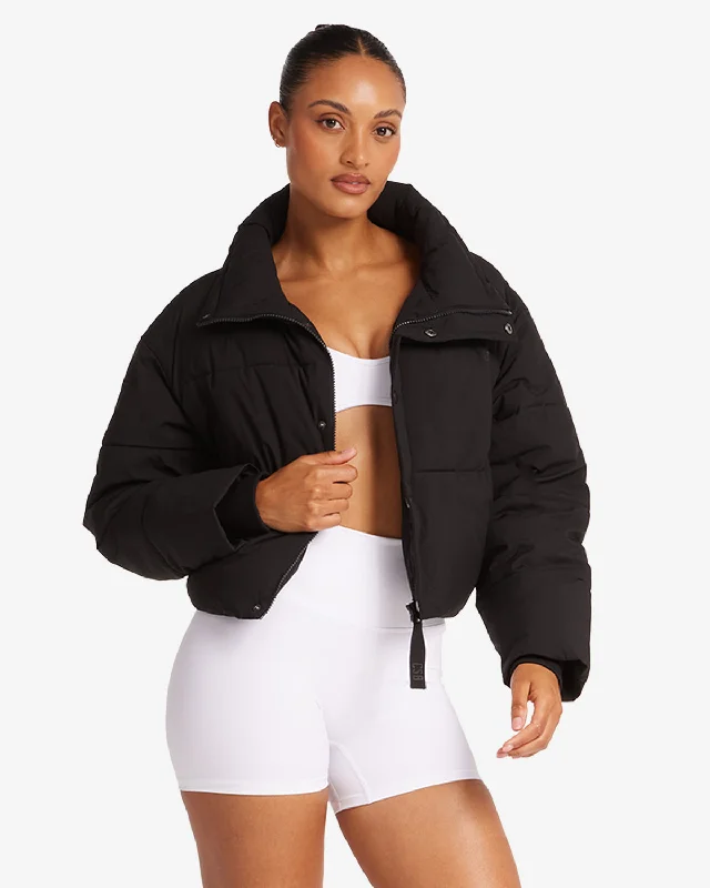 Holiday Attire Sale Cropped Puffer Jacket | Black