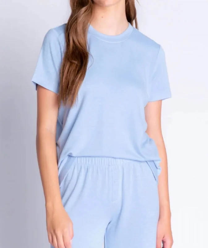 Seasonal Picks Reloved Lounge Short Sleeve Top In Ice Blue