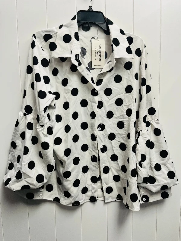 Top Long Sleeve By SURWEYUE In Black & White, Size: Xxl