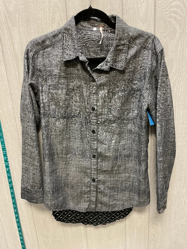 Top Long Sleeve By Free People In Black & Grey, Size: S