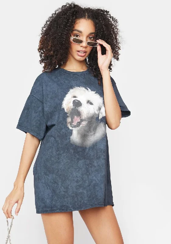 Flowy Fabric Oversized Acid Wash Terrier Tee