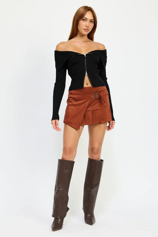 Buy More, Save More Hot Girl Winnie Wrapped Buckle Belt Suede Mini Skirt In Rust