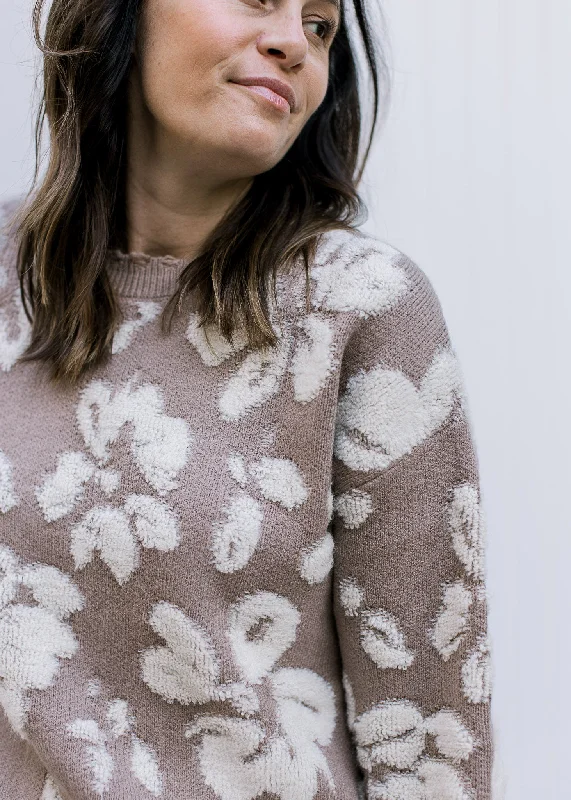 Buy More, Save More Taupe Rose Bud Sweater