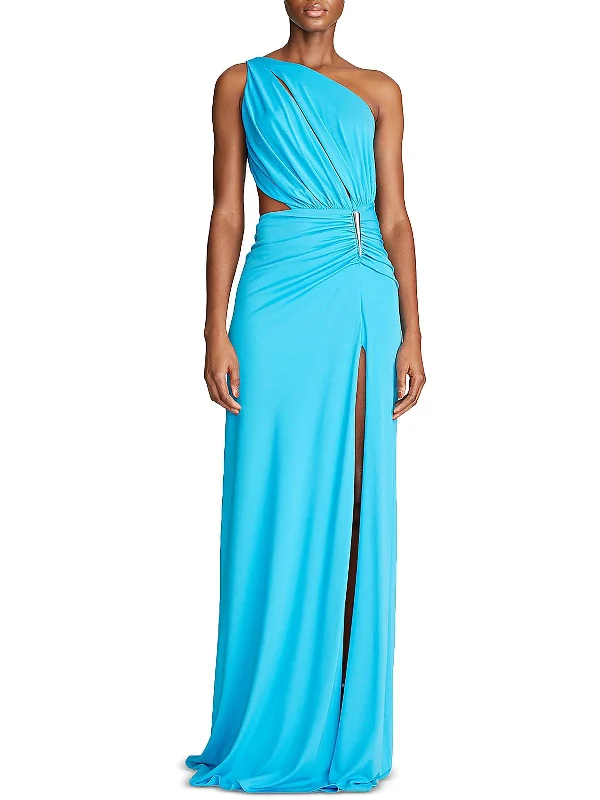 Ride The Style Wave Ivanna Womens Ruched Cut-Out Evening Dress