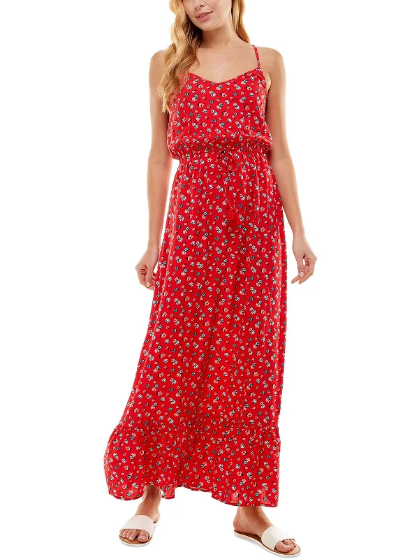 Exclusive Designer Collection Juniors Womens Floral Criss Cross Maxi Dress