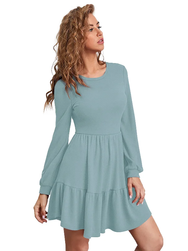 Daily Essentials Odette Light Blue Skater Knit Fabric Dress For Women