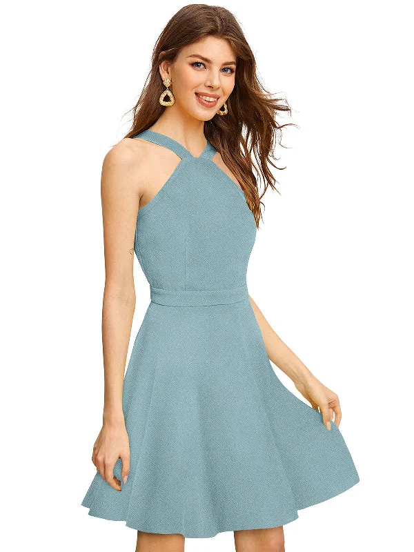 Special Offers Odette Light Blue Skater Dress For Women