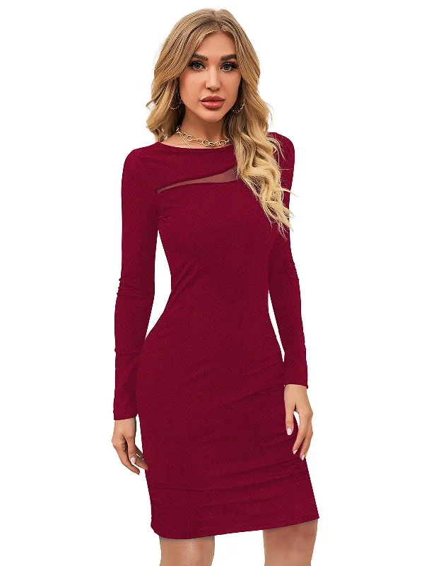 Comfort First Women's Wear Odette Maroon Bodycon Knit Fabric For Women