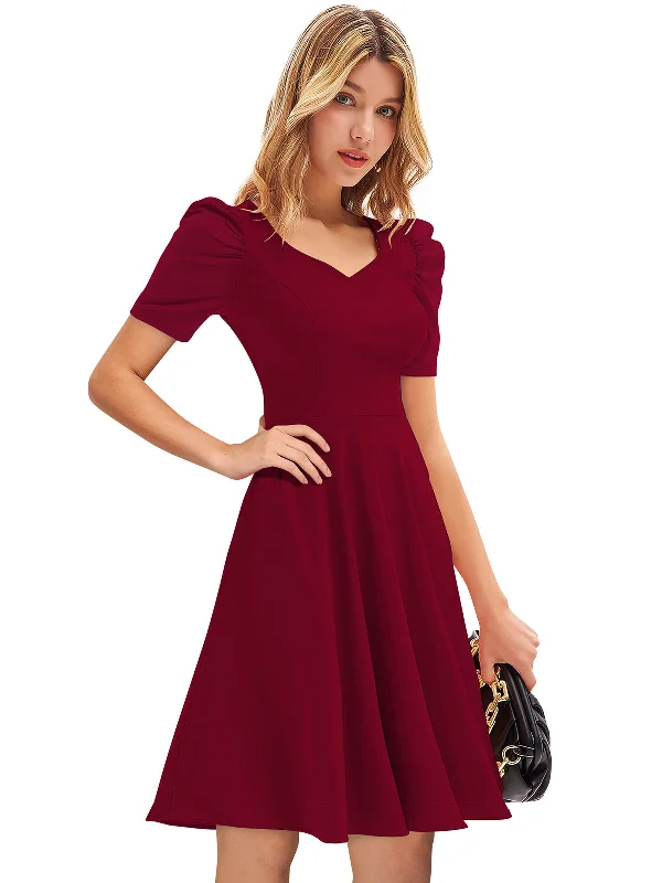 Dive Into Trendy Styles Odette Maroon Skater Knit Fabric Dress For Women