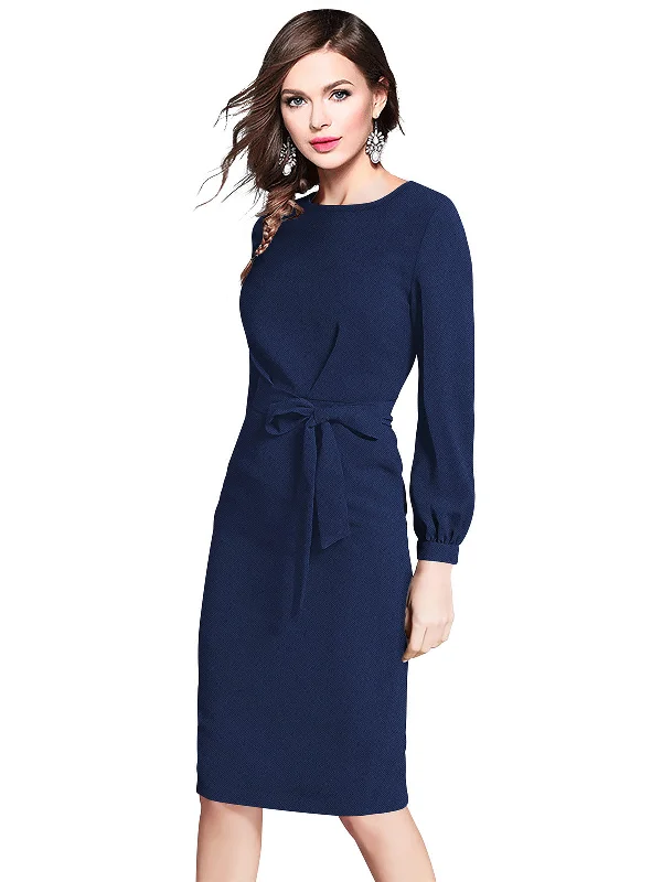 Limited Time Offer Odette Navy Blue Knit Fabric Bodycon For Women