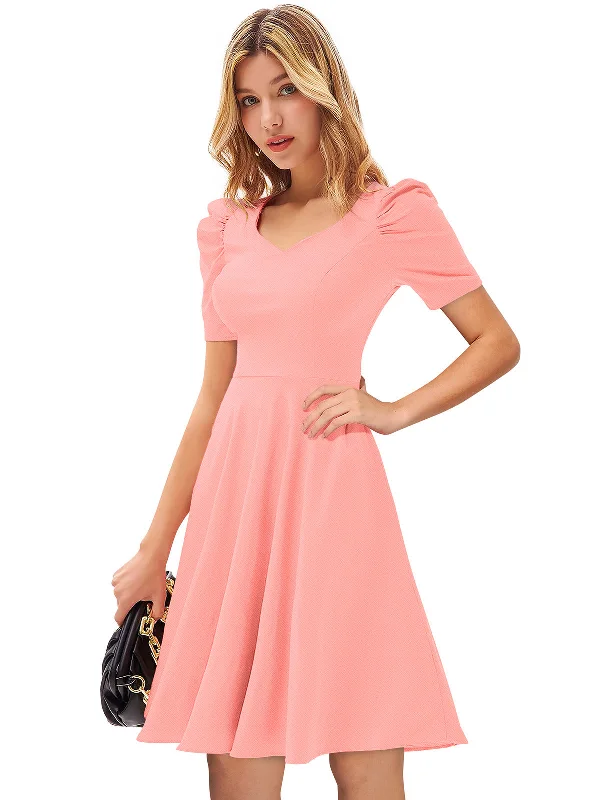 Redefining Women's Fashion Odette Peach Skater Knit Fabric Dress For Women