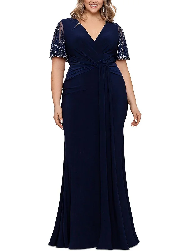 Effortless Chic Apparel Plus Womens Embellished Maxi Evening Dress