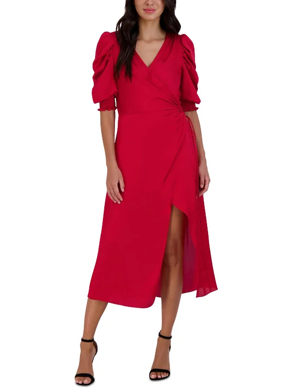 Limited Edition Womens Satin Surplice Wrap Dress