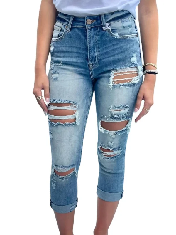 Trendsetting Threads Calculated Risk Capris Jeans In Blue