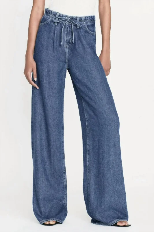 Effortless Sophistication Drawstring Wide Leg Jean In Ghost